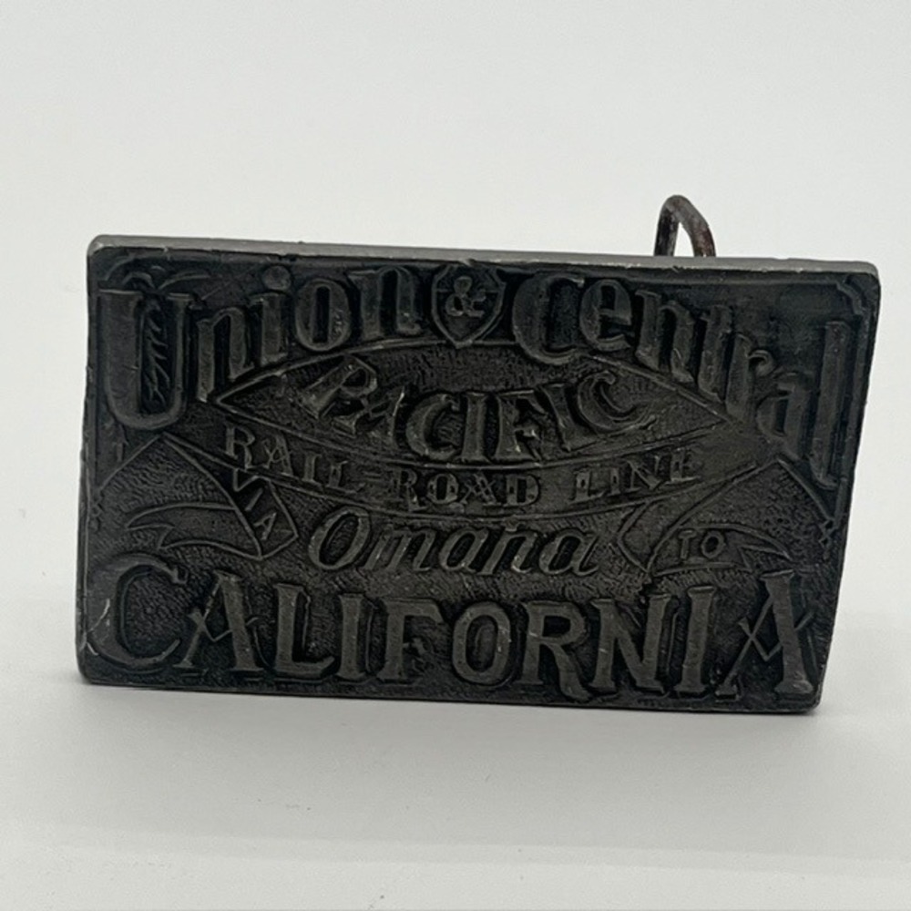Wyoming Studio Art Works Union Central Pacific Rail Road Belt Buckle Pewter W-13